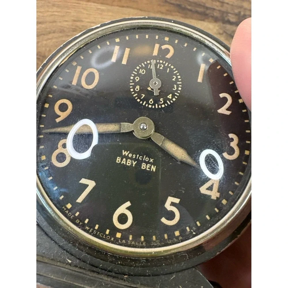Vintage Westclox Baby Ben Model 61-R Alarm Clock Charcoal Chrome AS IS NOT WORK